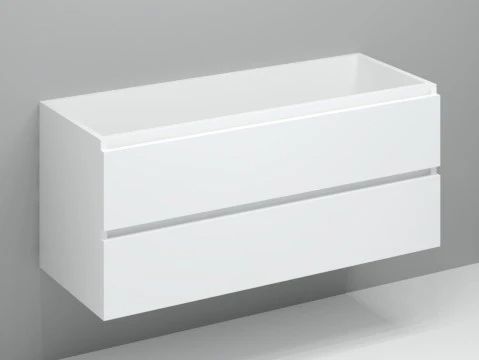 Easylux Kivu wastafelonderkast met 2 laden greeploos linkse uitsnijding 1200 x 475 x 520 mm - wit