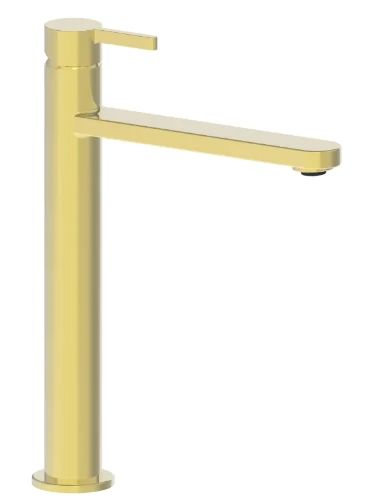 Easylux Vivo verhoogde wastafelmengkraan met coldstart - rechte uitloop - zonder lediging - Brushed Gold