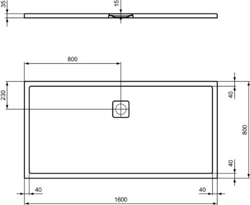 Ideal Standard Ultra Flat Evo douchebak 1600 x 800 x 35 mm - wit mat