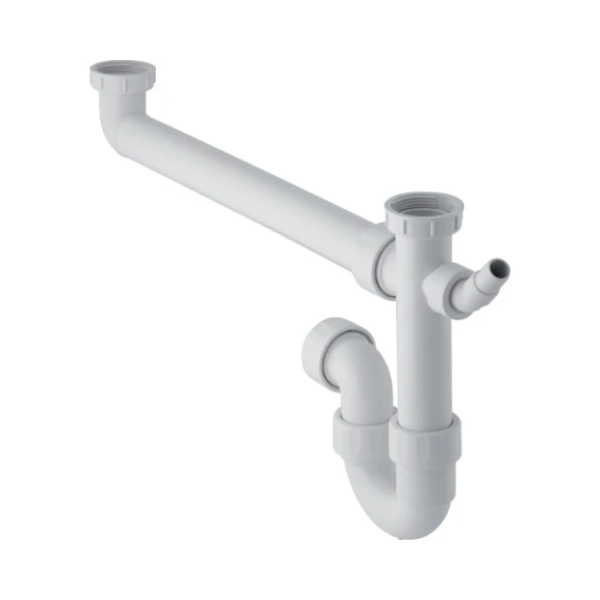 Geberit PP dubbele buissifon 6/4 x 40 mm - wit - met wasmachineaansluiting - met knelaansluiting