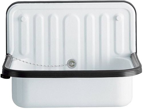 Alape AG.Stahlform 510U plaatstaal uitgietbak 510 x 360 mm - met zwarte rand - met afvoerplug - wit