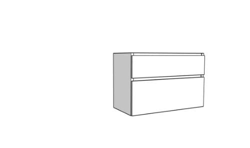 Easylux Klaire 65 - wastafelonderkast met 2 laden 1000 x 435 x 650 mm - uitsparing in het midden - wit