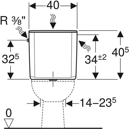 Geberit AP128 universeel spoelreservoir - wit - met 2 bedieningstoetsen 3 of 6/9l spoeling