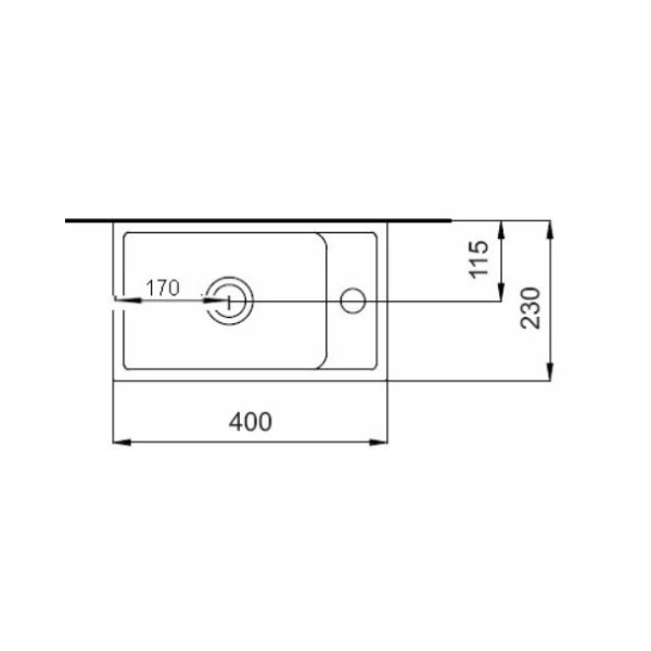 Easylux Thiny 2.0 handenwasser porselein 400 x 230 x 110 mm - wit - kraangat rechts - wandbevestiging