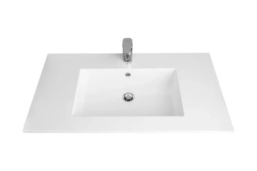 Easylux Quadra wastafelblad kunstmarmer met 1 waskom midden 900 x 500 mm - wit