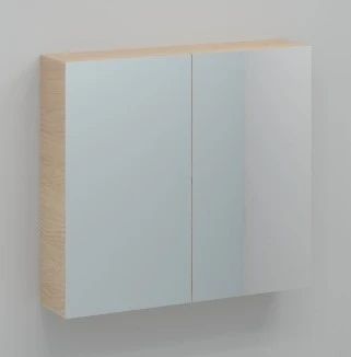 Easylux Kivu spiegelkast zonder verlichting met 2 deuren (dubbel spiegelend) 800 x 720 x 160 mm - smoked oak - exclusief combibox