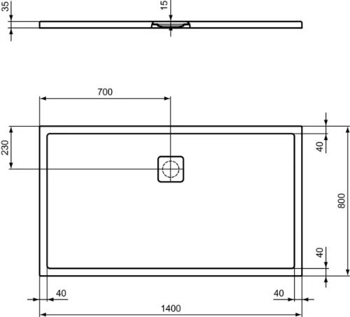 Ideal Standard Ultra Flat Evo douchebak 1400 x 800 x 35 mm - wit mat