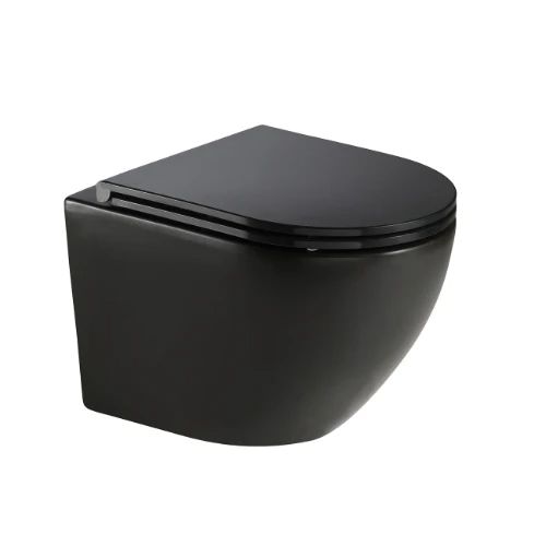 Easylux Brio hangtoilet PACK (hangtoilet + zitting) 360 x 520 mm - zonder spoelrand - softclose - quick release - zwart mat