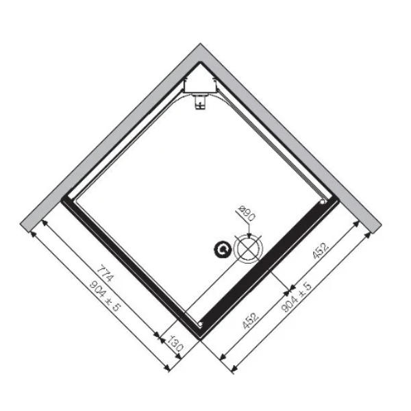 Novellini Carat douchecabine 900 x 900 x 2060 mm - mat chroom - veiligheidsglas met thermostaat,glazen achterwand en aansluitset