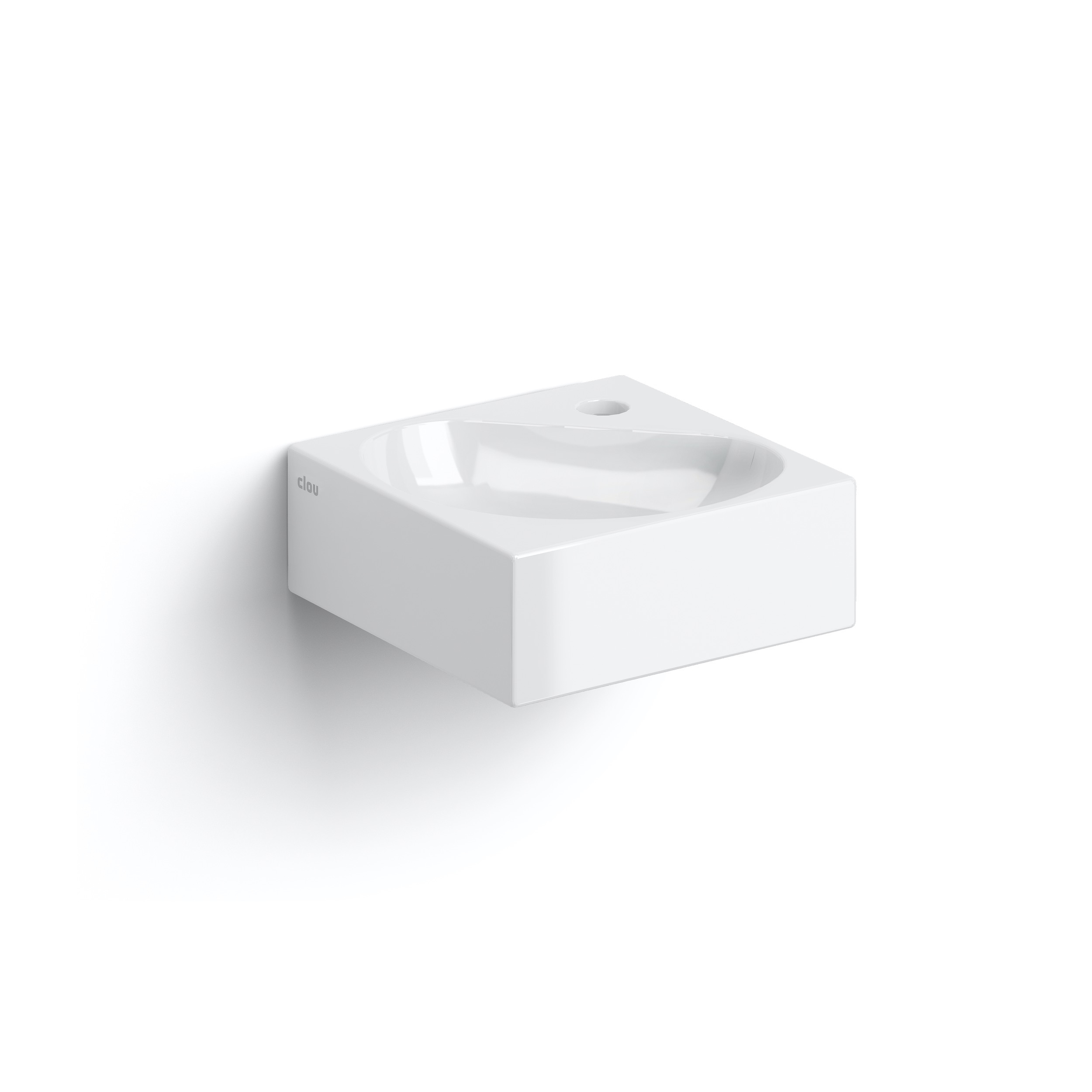 Clou Flush 5 handenwasser 270 x 270 x 100 mm - wit - porcelein - met kraangat en plug