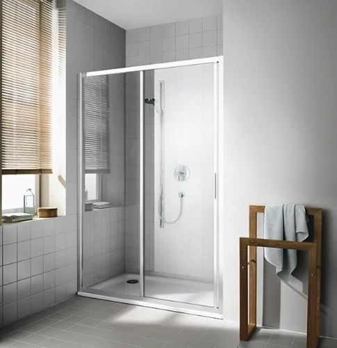Kermi Cada XS G2L schuifdeur 1200 x 2000 mm - verstelbaarheid 1160-1210 mm - SIHG ESG helder Clean 2-delig met vast segment links - profiel : zilver hoogglans