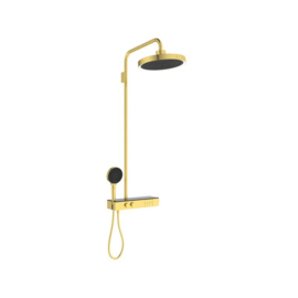 Ideal Standard Solos douchesysteem met CeraTherm douchethermostaat met LED-verlichting - hoofddouche 330 mm 3F 12 l/min - IdealRain Solos handdouche 130 mm 8 l/min - IdealFlex 1/2 x 1750 mm - Brushed Gold