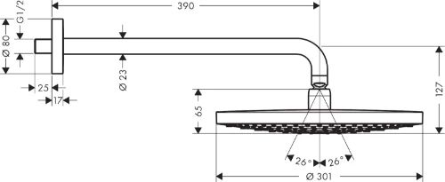 Hansgrohe Raindance Select S 300 2jet hoofddouche 300 mm met douchearm - chroom