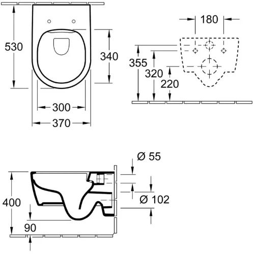 Easylux Verde hangtoilet PACK DirectFlush 370 x 530 mm (hangtoilet + zitting met softclose) - wit - zonder spoelrand