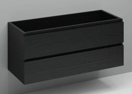 Easylux Kivu wastafelonderkast met 2 lades greeploos 1200 x 475 x 520 mm - raven oak - linkse uitsnijding