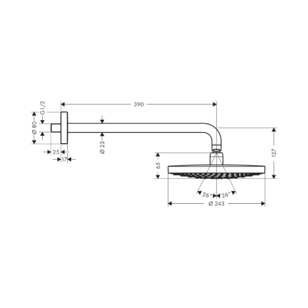 Hansgrohe Raindance Select S 240 2jet hoofddouche 240 mm met douchearm - chroom