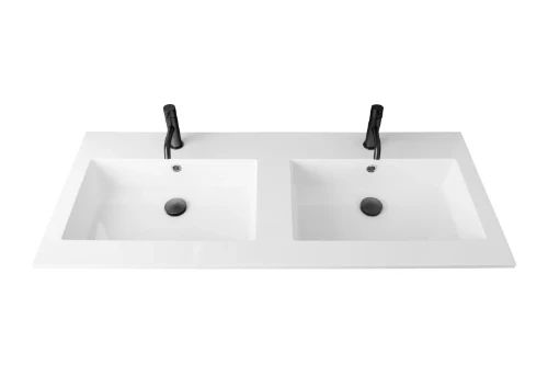 Easylux Quadra wastafelblad kunstmarmer met 2 waskommen 1400 x 500 mm - wit