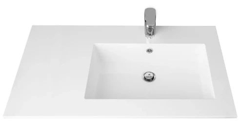 Easylux Quadra wastafelblad kunstmarmer met 1 waskom rechts 900 x 500 mm - wit