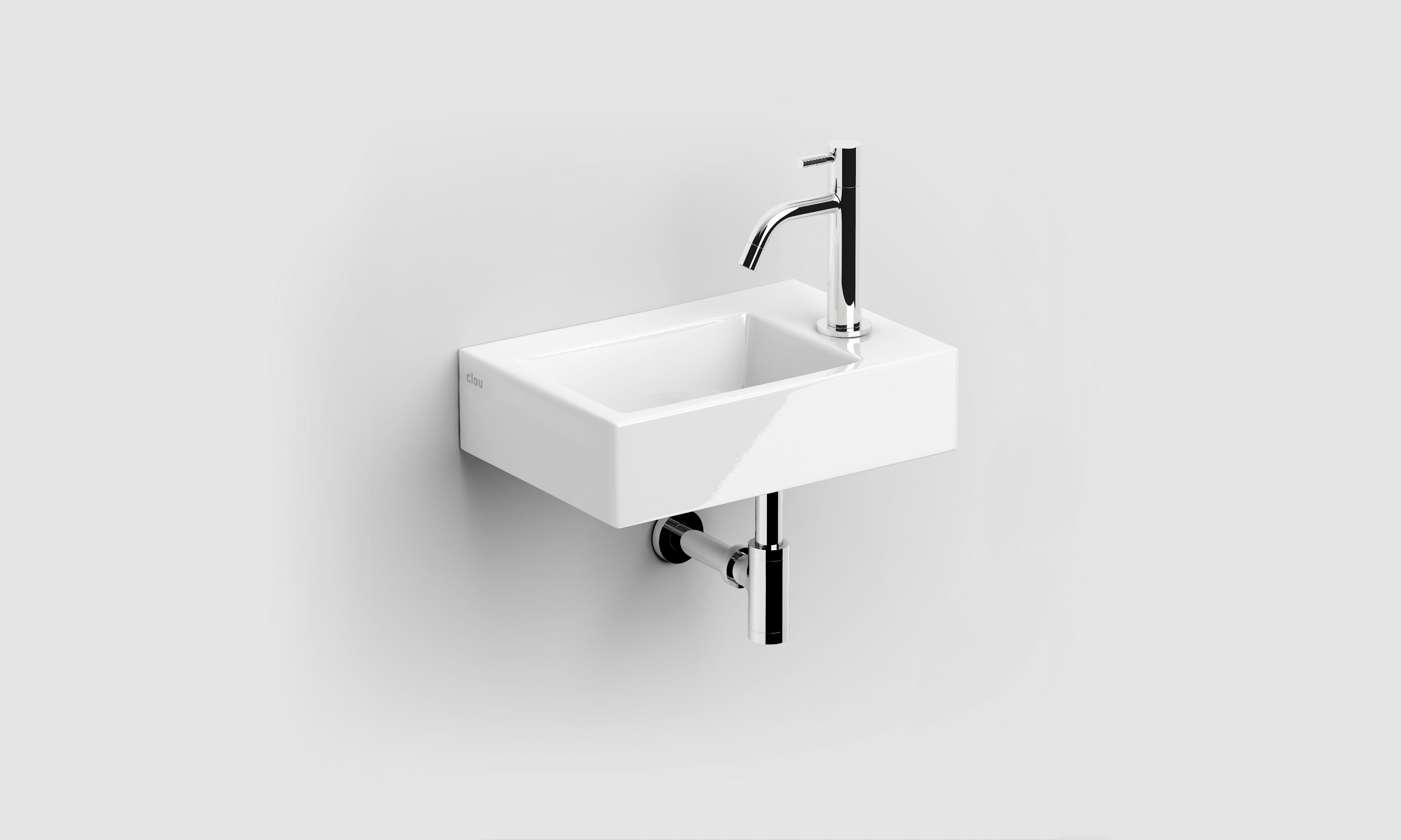Clou Flush 2 handenwasser 360 x 245 x 90 mm - wit - porselein - met kraangat en plug