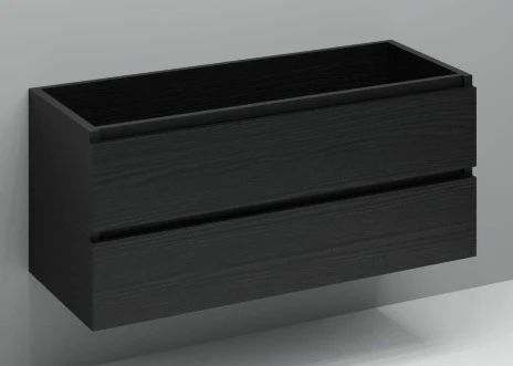 Easylux Kivu wastafelonderkast met 2 lades greeploos 1200 x 475 x 520 mm - raven oak - linkse uitsnijding