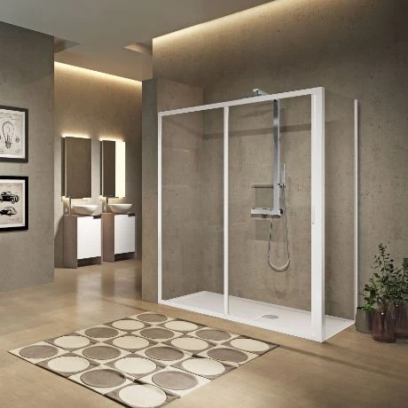 Novellini Lunes 2.0 2P 2-delige doucheschuifdeur 1200 x 1950 mm - wit - transparant (regelbaar 1140-1200 mm)