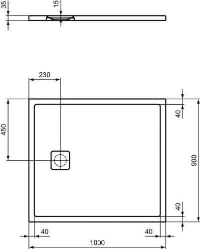 Ideal Standard Ultra Flat Evo douchebak 1000 x 900 x 35 mm - wit mat