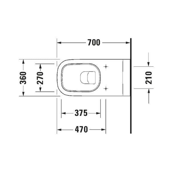 Duravit D-Code verlengd hangtoilet - wit - B360xD700 mm