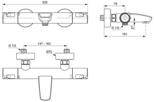 Ideal Standard Ceratherm T50 badthermostaat - chroom