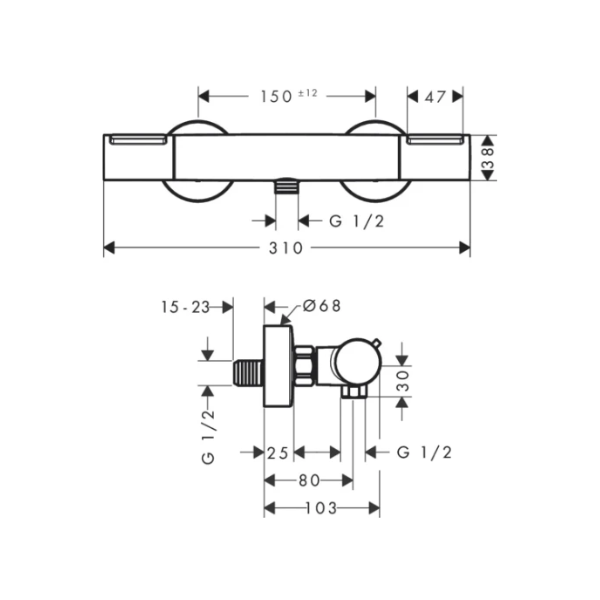 Hansgrohe Ecostat Element douchethermostaat - chroom