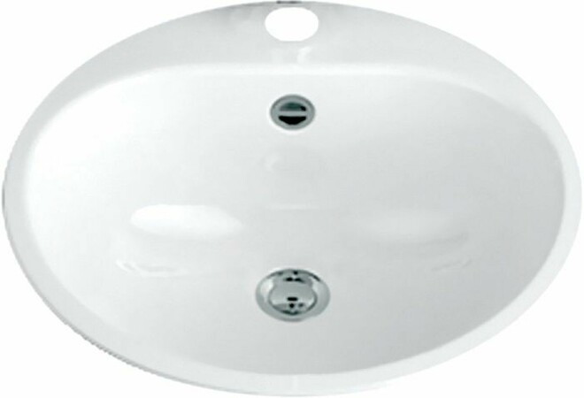 Alape EW3 plaatstaal inbouwwastafel 470 x 470 mm - met kraangat - met overloop - wit