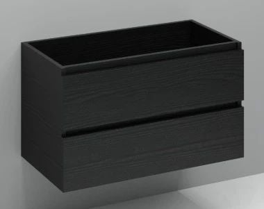 Easylux Kivu wastafelonderkast met 2 lades greeploos 900 x 475 x 520 mm - raven oak - rechtse uitsnijding