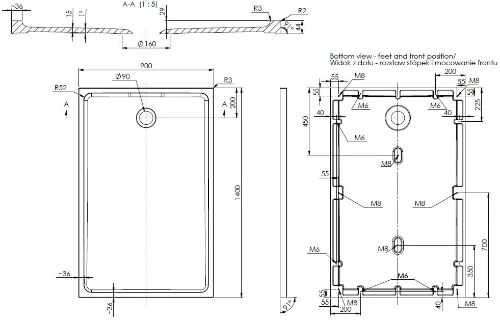 Easylux Heron 2.0 douchebak kunstmarmer 1400 x 900 x 44 mm - wit