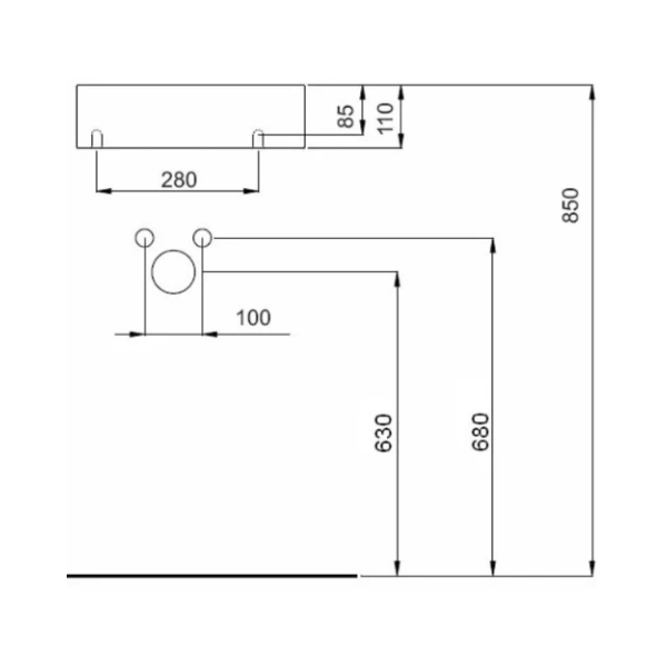 Easylux Thiny 2.0 handenwasser porselein 400 x 230 x 110 mm - wit - kraangat rechts - wandbevestiging