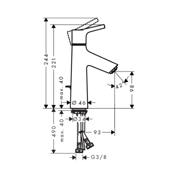 Hansgrohe Talis S 100 eengreepswastafelmengkraan met automatische lediging - coolstart - chroom