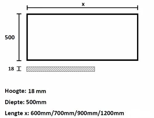 Easylux Kivu wastafelblad HPL 700 x 500 x 18 mm - wit laminaat