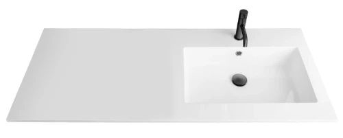 Easylux Quadra wastafelblad kunstmarmer met 1 waskom rechts 1200 x 500 mm - wit