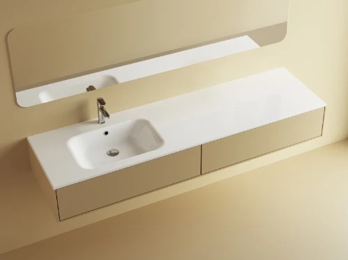 Easylux Klaire wastafelblad kunstmarmer met 1 waskom links 1600 x 460 mm - wit mat - voorgeboord kraangat