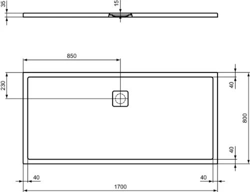 Ideal Standard Ultra Flat Evo douchebak 1700 x 800 x 35 mm - wit mat