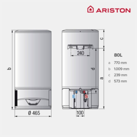 Warmtepompboiler 80L Ariston Lydos Hybrid WIFI 80 C
