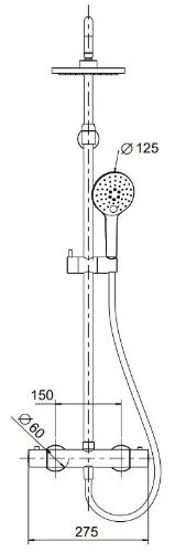 Easylux Rondo showerset Safetouch in hoogte verstelbaar (815-1165 mm) - brushed copper PVD - Belgaqua gekeurd