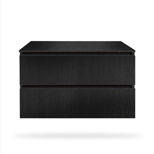 Easylux Kivu wastafelonderkast met 2 lades greeploos 700 x 475 x 520 mm - raven oak - centrale uitsnijding