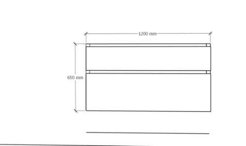 Easylux Klaire 65 - wastafelonderkast met 2 laden 1200 x 435 x 650 mm - uitsparing links - walnut