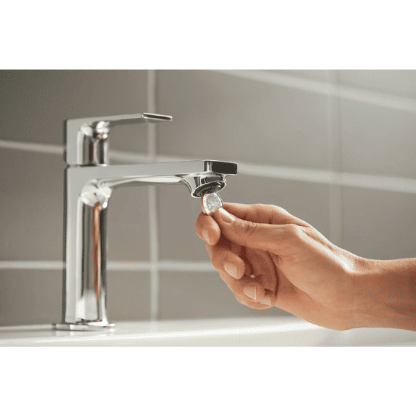 Hansgrohe Rebris E 110 wastafelmengkraan met automatische lediging - Coolstart - chroom