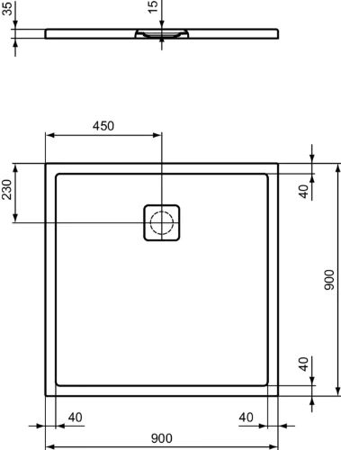 Ideal Standard Ultra Flat Evo douchebak 900 x 900 x 35 mm - wit mat