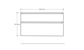 Easylux Klaire 65 - wastafelonderkast met 2 laden 1200 x 435 x 650 mm - uitsparing rechts - linnen