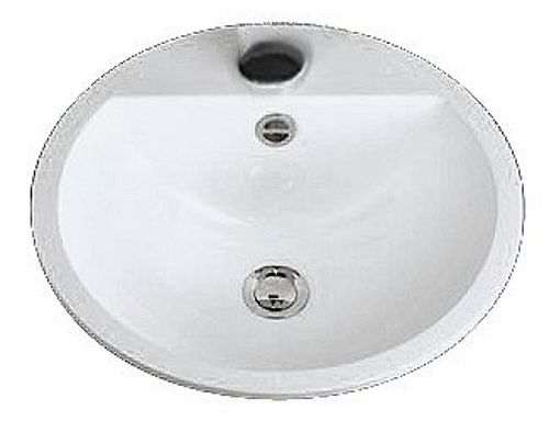 Alape EB.S450H plaatstaal inbouwwastafel 450 x 450 mm - met kraangat - met overloop - emaille binnen/buiten - wit