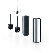 Inda Mailove toiletborstelgarnituur - chroom/donkergrijs - anti-bacterieel - staand-en wandmodel - incl.reserveborstel