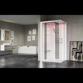 NOVELLINI skill a 120x90 li. ther.+hydr.+sau+regendouche helder glas wit mat/wit mat (douchebak hoge)