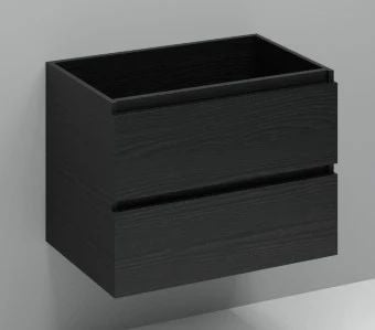 Easylux Kivu wastafelonderkast met 2 lades greeploos 700 x 475 x 520 mm - raven oak - centrale uitsnijding