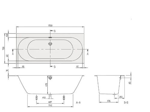 Villeroy & Boch Oberon 2.0 bad quaryl 1800 x 800 mm - Stone White